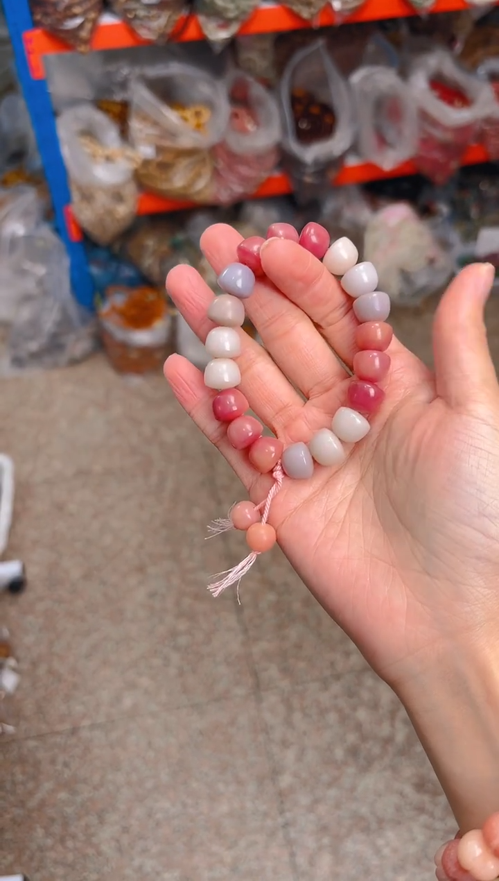 吊坠菩提根/象牙果粉色紫色碗珠单圈