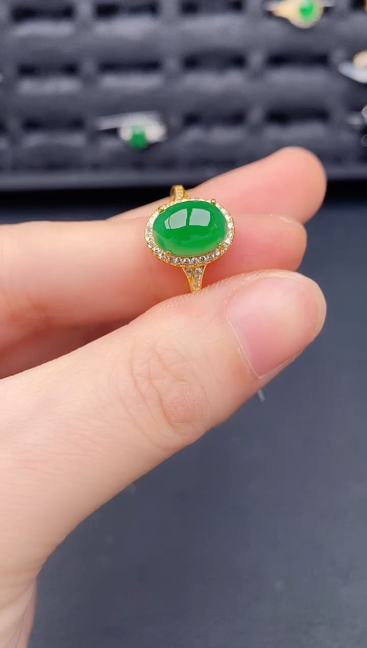 银S925镶嵌戒指翡翠天然a货翡翠197