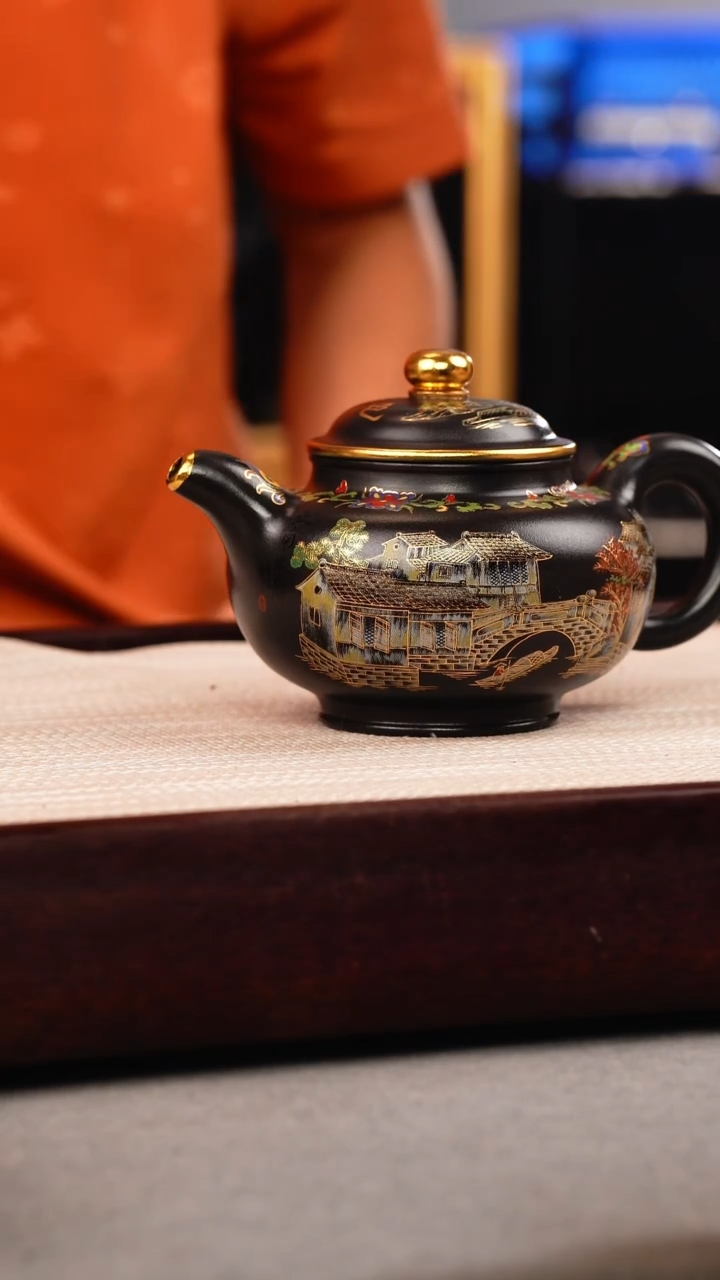 茶壶紫砂石黄 掇只 忆江南珐琅彩