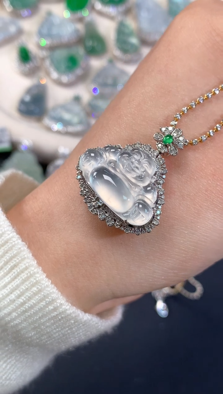 【闪购商品】翡翠吊坠(不含链)18K金镶嵌A413|16800