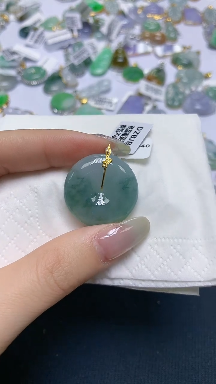 【闪购商品】翡翠18K金镶嵌颈饰天然缅甸A货翡翠