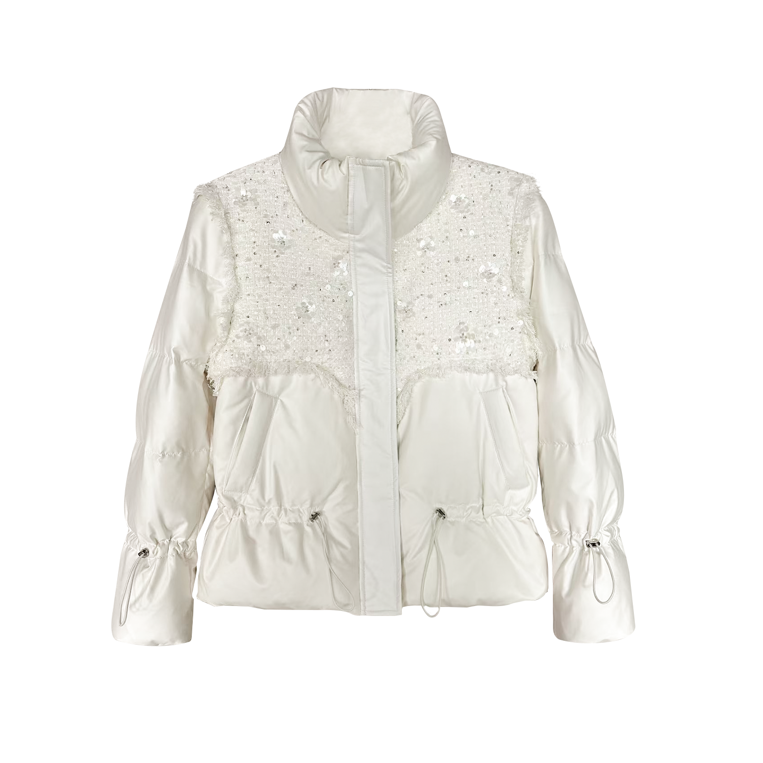 RainieQing【里斯花园】精致拼接显瘦羽绒服外套小香拼接女收腰冬季