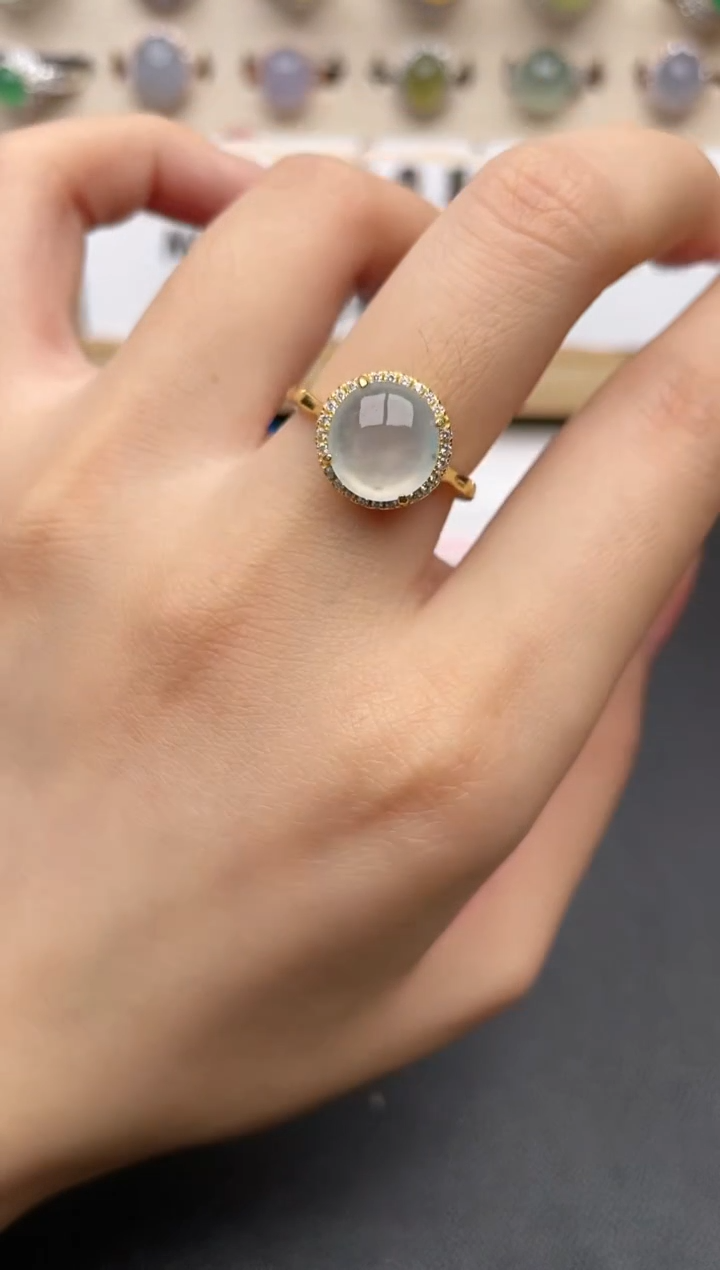 【闪购商品】翡翠戒指银S925镶嵌一物一证一礼盒