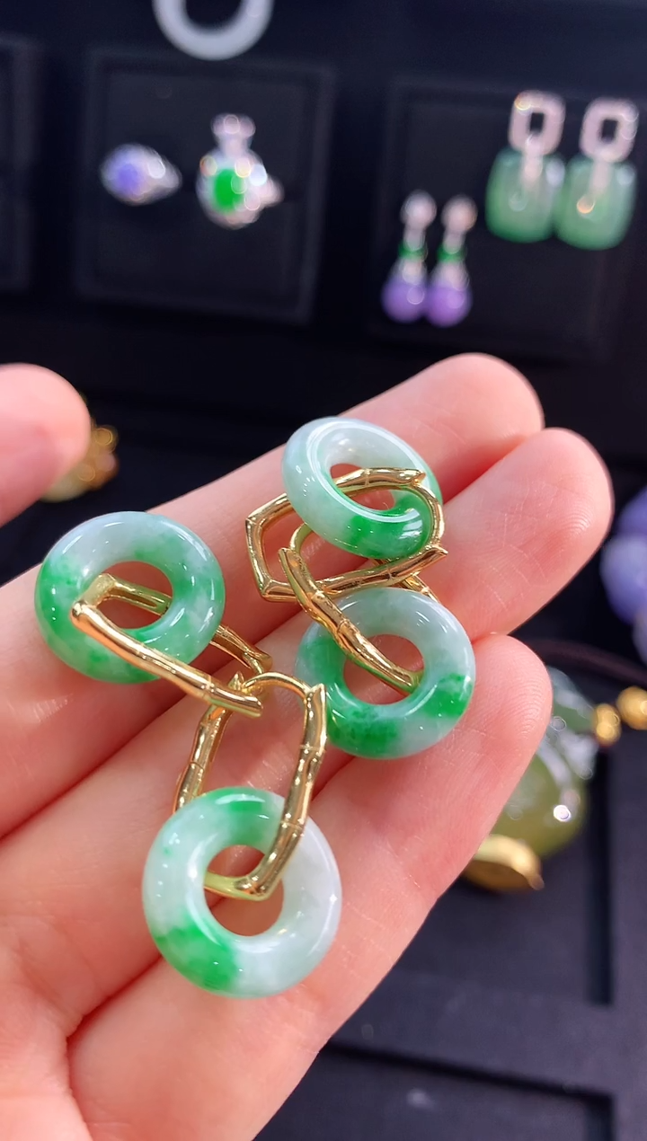 【闪购商品】翡翠耳饰银S925镶嵌耳饰（多样性发货发一对）