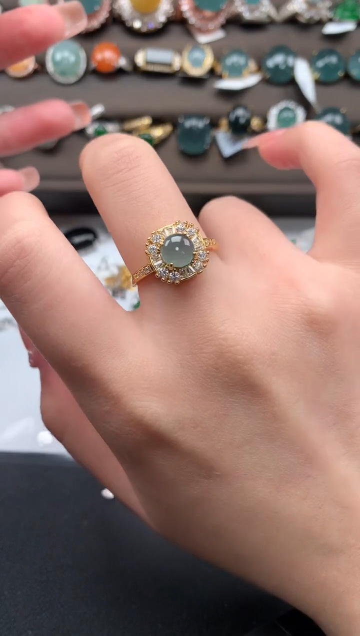 【闪购商品】翡翠戒指银S925镶嵌51241