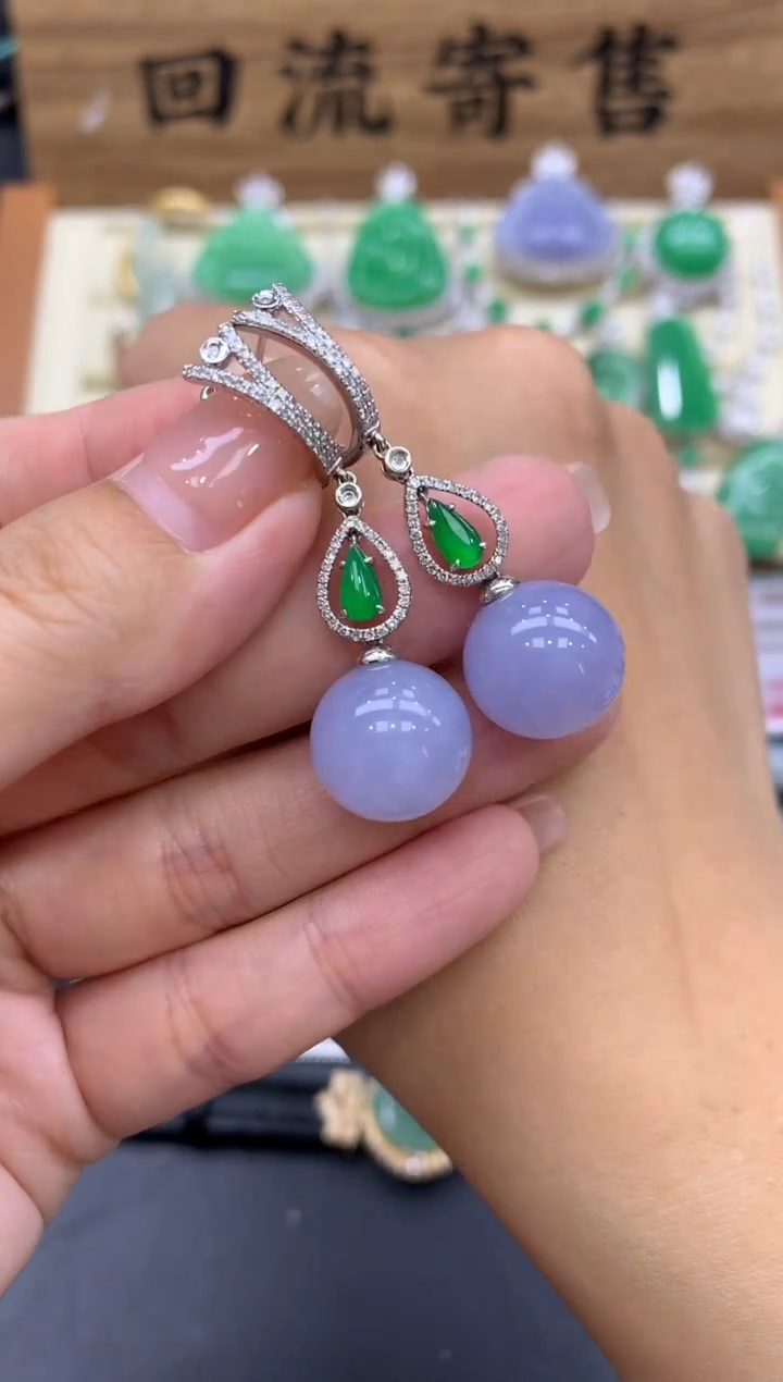 【闪购商品】翡翠耳饰18K金镶嵌549-中国好珍宝