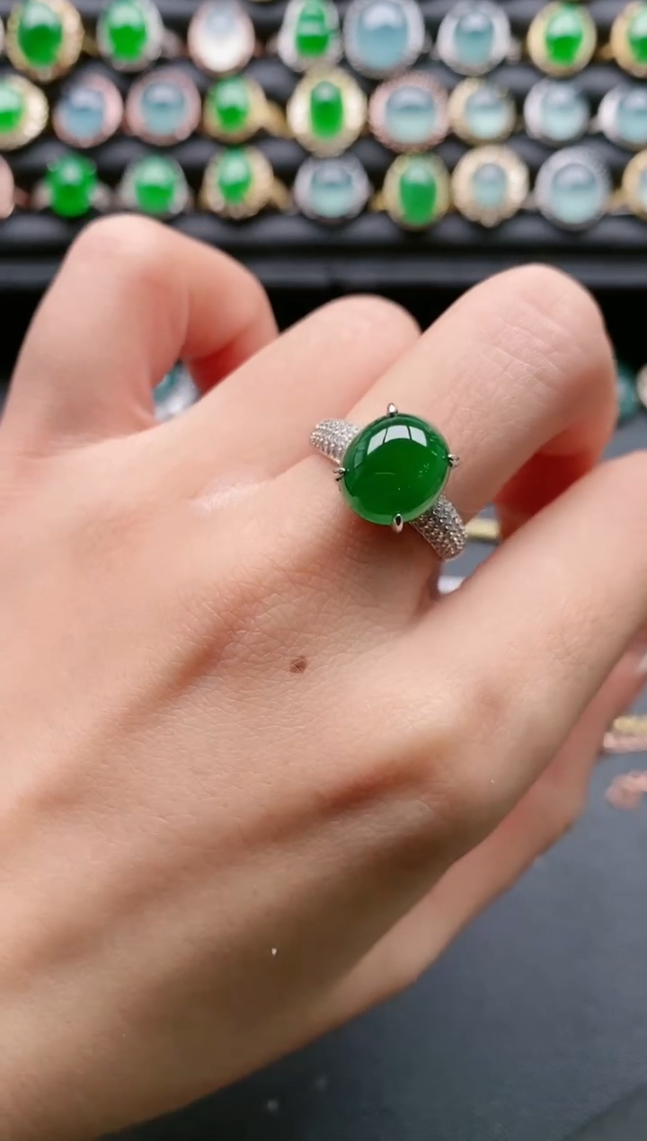 【闪购商品】翡翠戒指银S925镶嵌111111