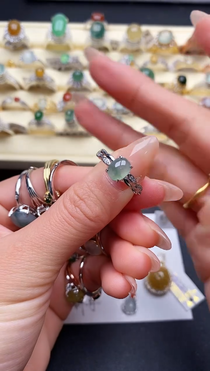 【闪购商品】翡翠戒指银S925镶嵌3333333+10