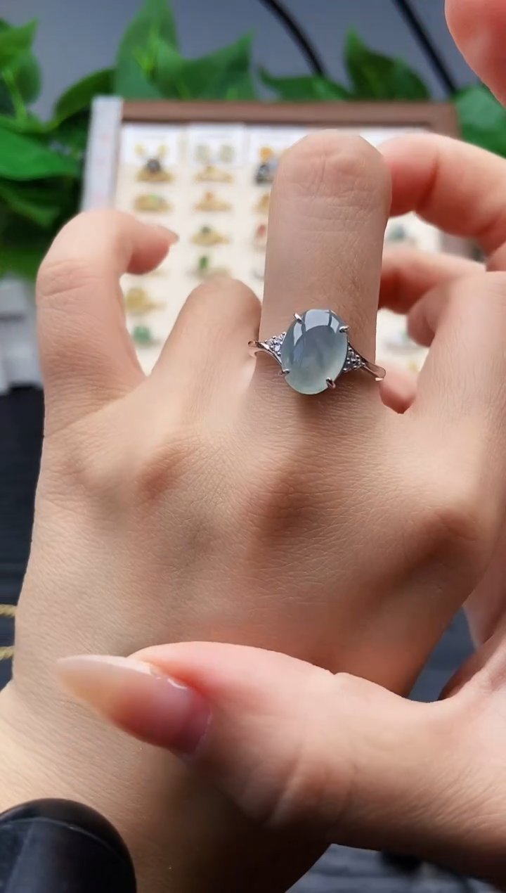 银S925镶嵌戒指翡翠12