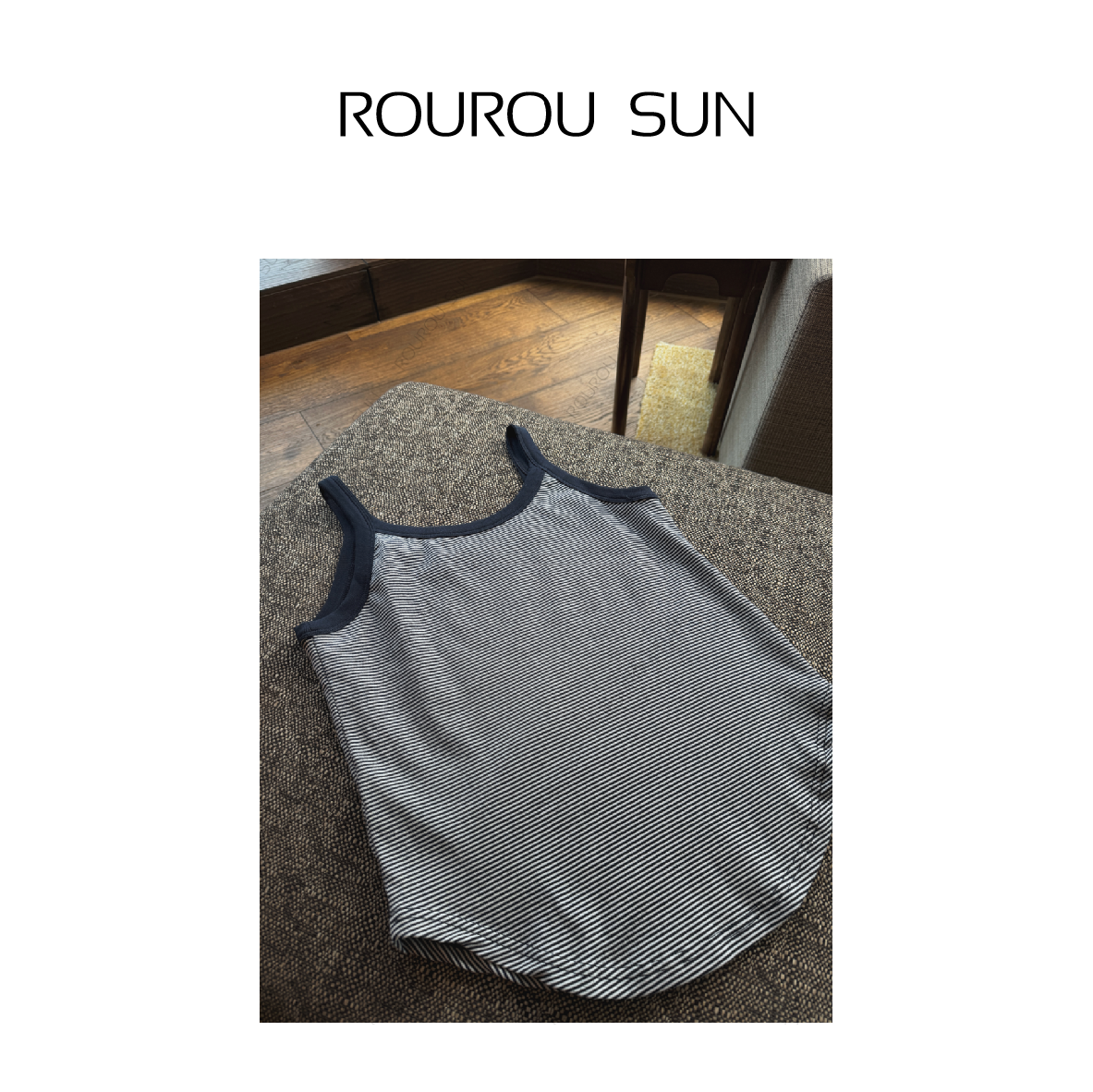 29873冬款女装美式复古撞色条纹百搭打底吊带背心