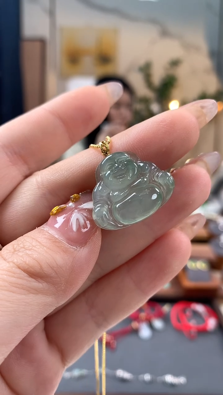 【闪购商品】翡翠吊坠(不含链)18K金镶嵌佛公