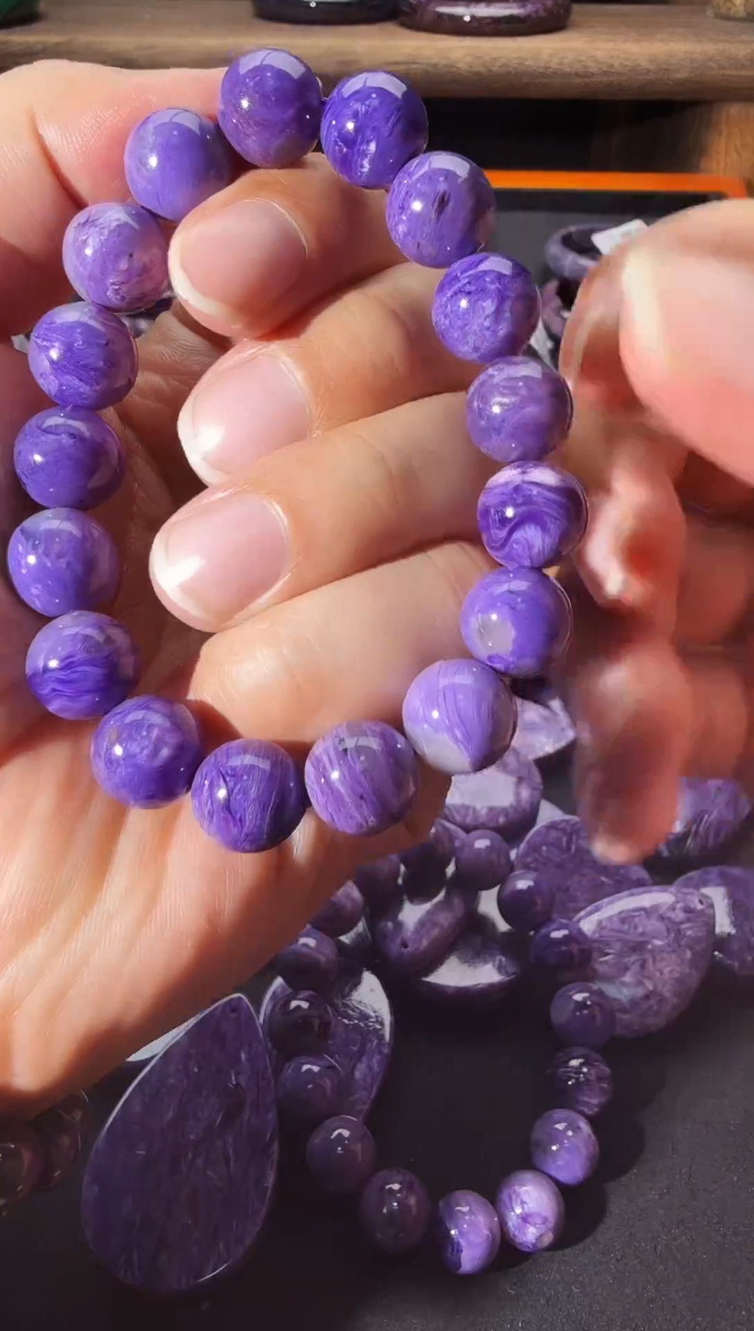 未镶嵌查罗石紫龙晶水滴手串卡12@多样性发其一