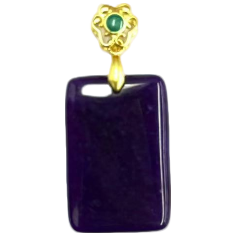 y2609-国风气质素圈款紫俱来玛瑙无事牌吊坠-赠礼盒-赠链