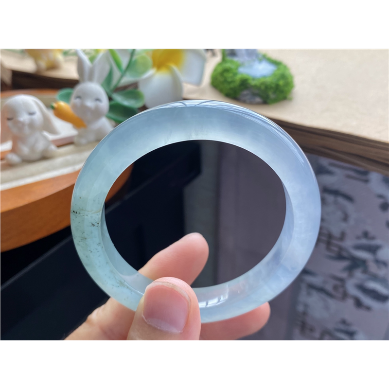 02.10批冰绿果冻镯473号53.4-10.6-8.5清新冰薄荷色翡翠手镯