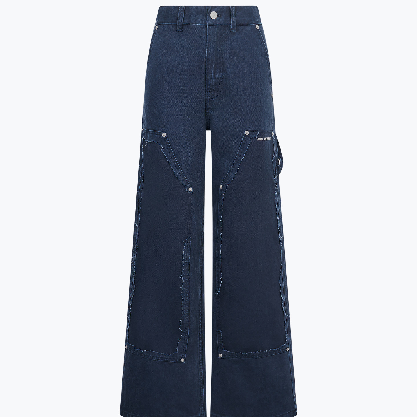 ANN ANDELMAN 26春季新款水洗做旧复古阔腿牛仔裤蓝色宽松伐木裤