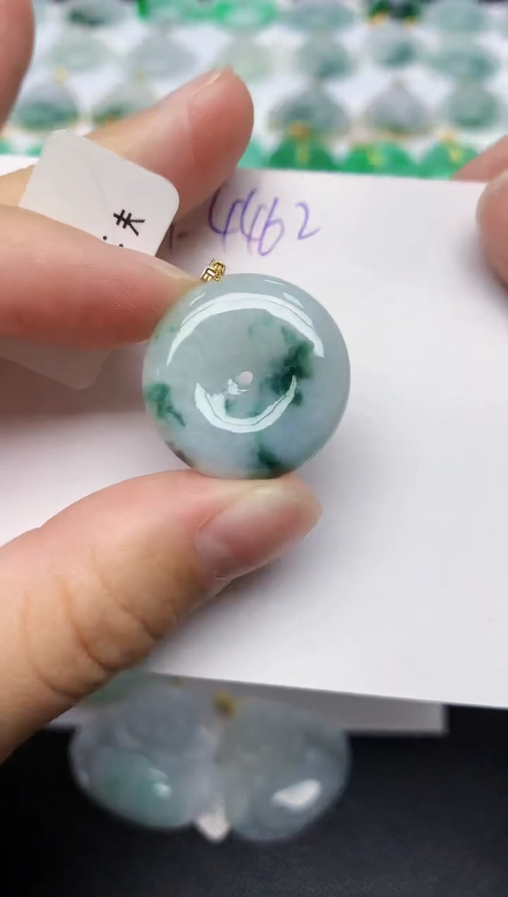 颈饰18K金镶嵌翡翠天然缅甸A货翡翠百元以上9元证书费自理