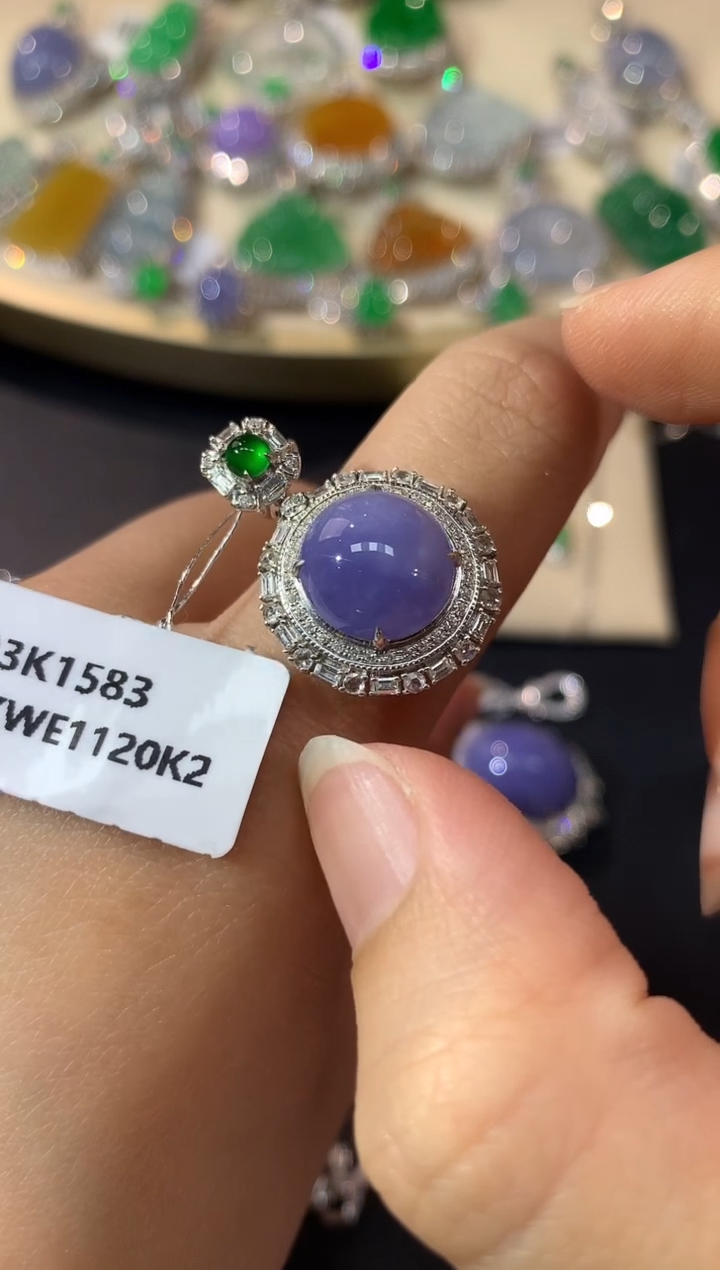 翡翠18K金镶嵌吊坠(不含链)A58|14800