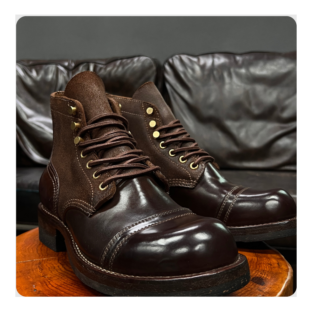 8111马臀皮纯手工重水洗做旧美式复古工装鞋靴