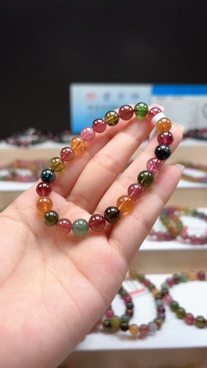 【闪购商品】碧玺手链未镶嵌7.9mm巴西老料玻璃体糖果色单圈手串