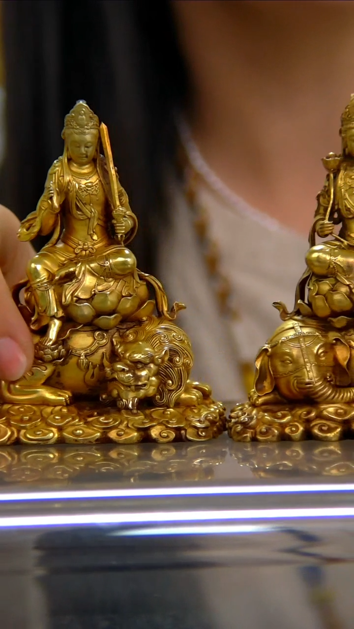 【闪购商品】紫铜鎏金，9分普贤文殊-Z