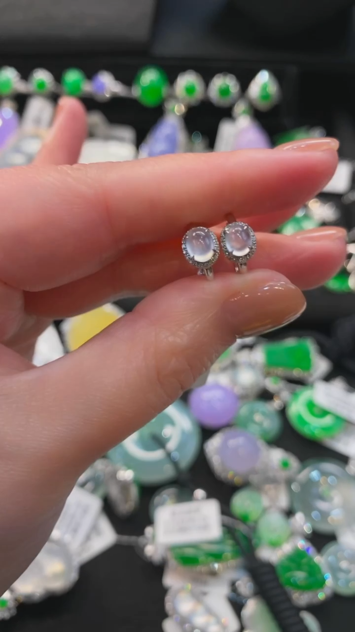 【闪购商品】翡翠颈饰18K金镶嵌耳环