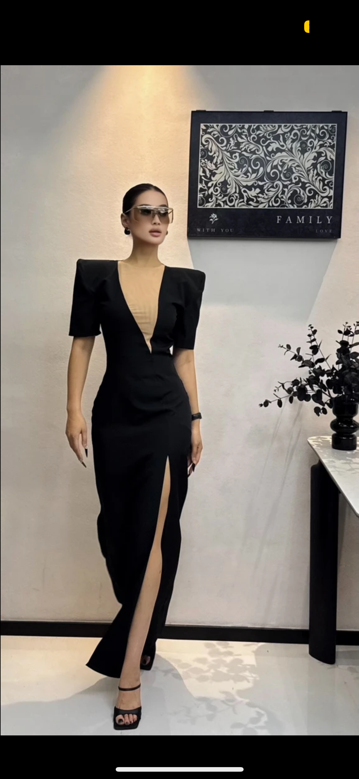 【MEYFIRA品牌高级设计款】新款50号显瘦气质小黑裙黑色开叉法式 