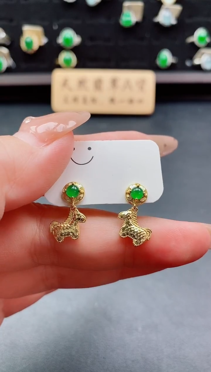 银S925镶嵌翡翠耳饰121