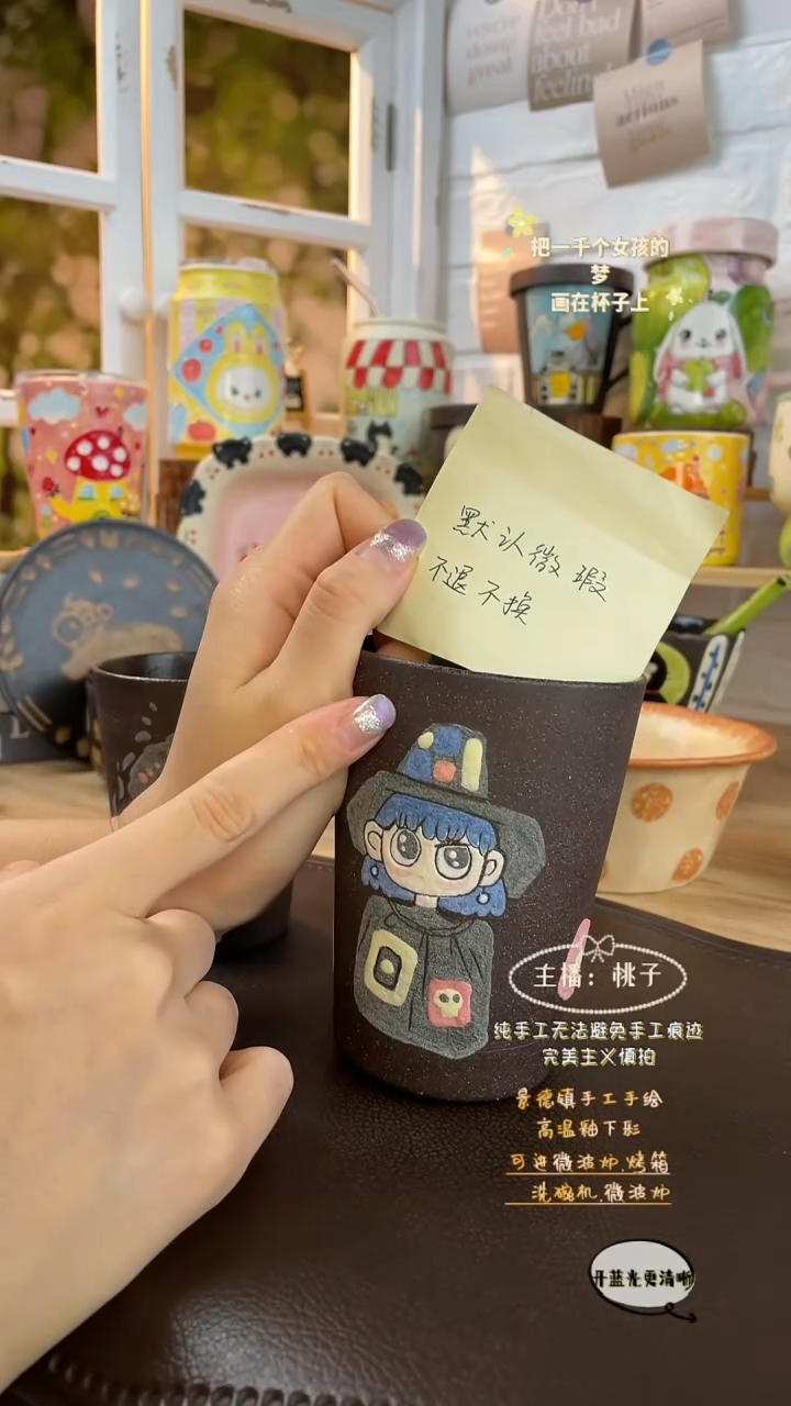 摆件景德镇创意手绘可爱设计师款文创魔女可乐