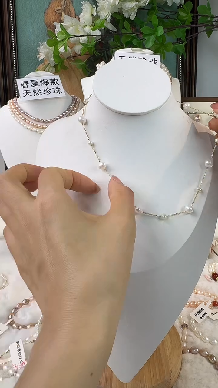 淡水珍珠银S925镶嵌颈饰7