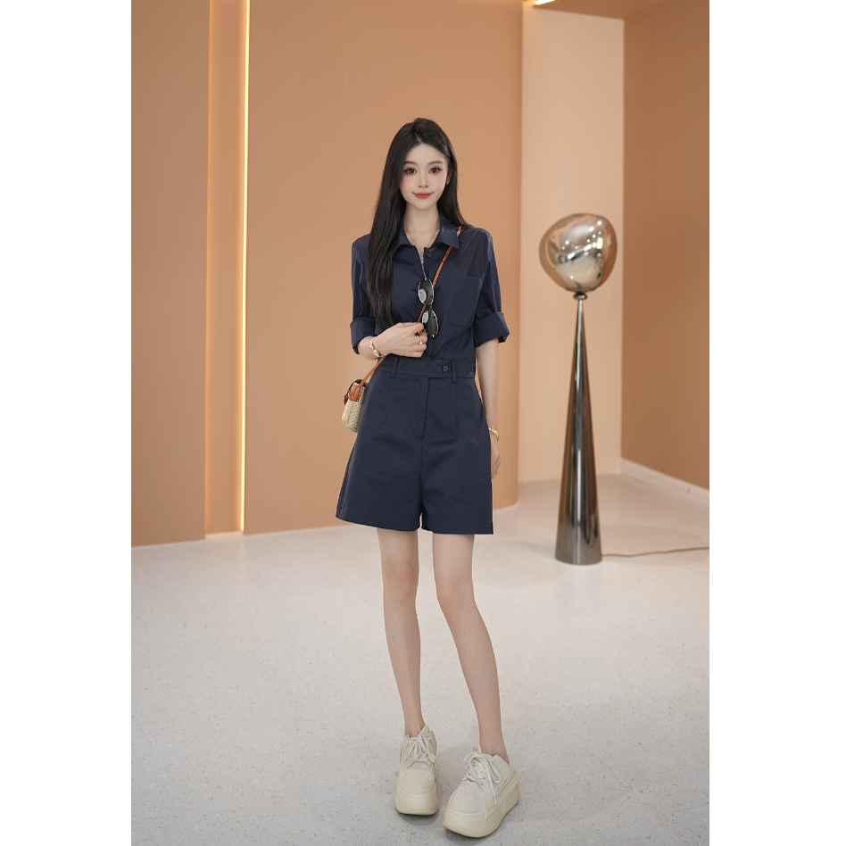 Basic House/百家好时尚工装短裤连体套装