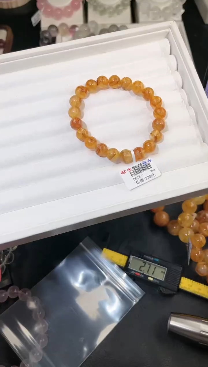 水晶手链未镶嵌多样性发一黄胶花9mm