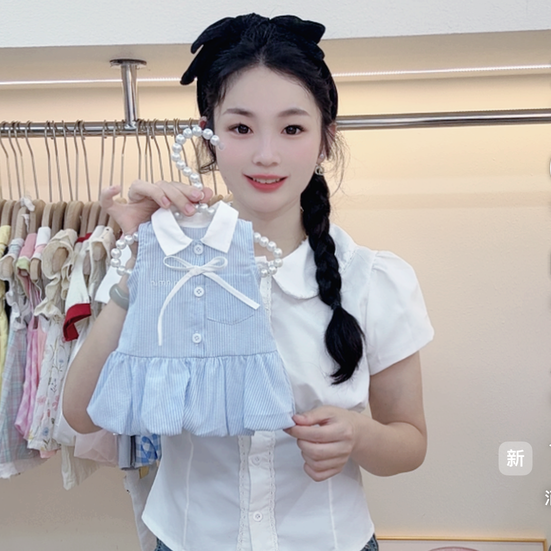 【淡颜夏日】新款夏季海盐蓝蓬蓬裙学院芭蕾风清新夏季
