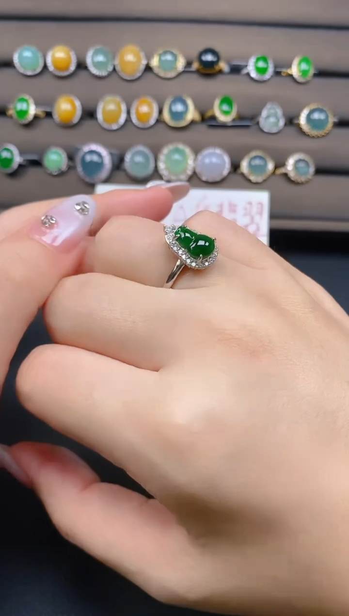 翡翠戒指银S925镶嵌31