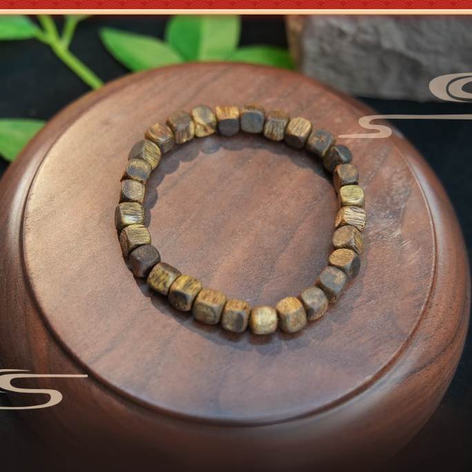 非金属木质手链 6mm*6mm*25颗单圈木质手串一条