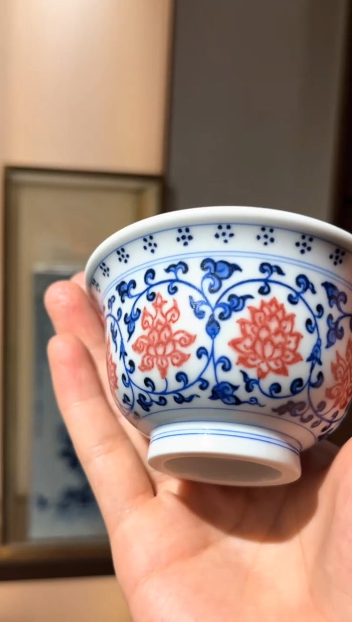 【闪购商品】摆件青花釉里红压手杯