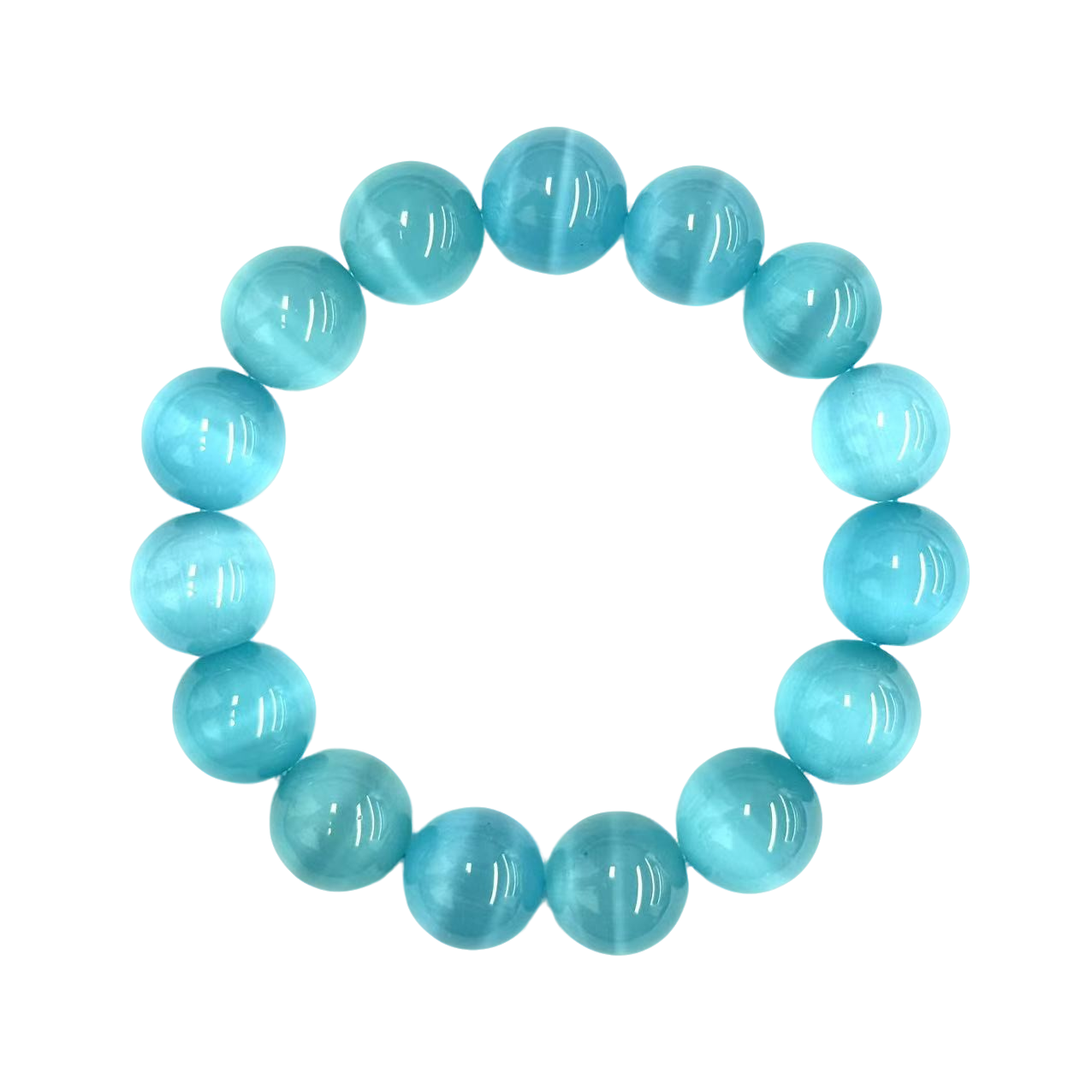 s1438-国风气质设计款海蓝宝猫眼圆珠手串-赠礼盒