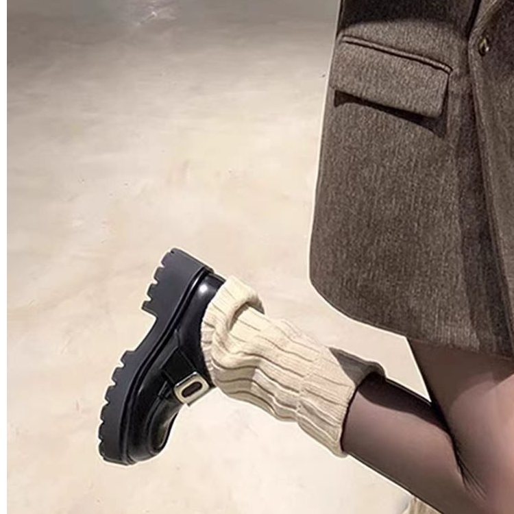 乐福鞋女2024新款秋冬黑色鞋子女英伦风厚底小皮鞋11E01