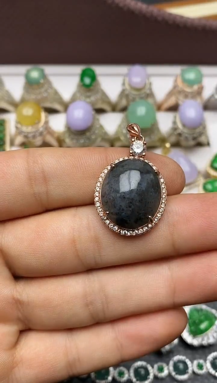 颈饰银S925镶嵌翡翠/0018