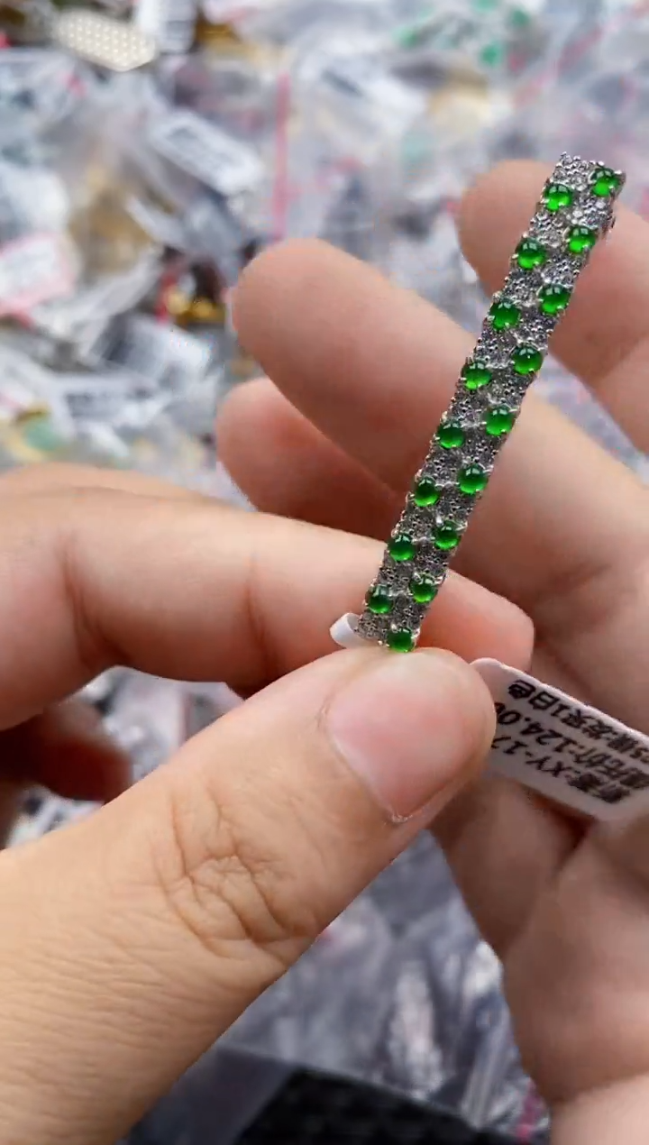 翡翠戒指银S925镶嵌4444---5