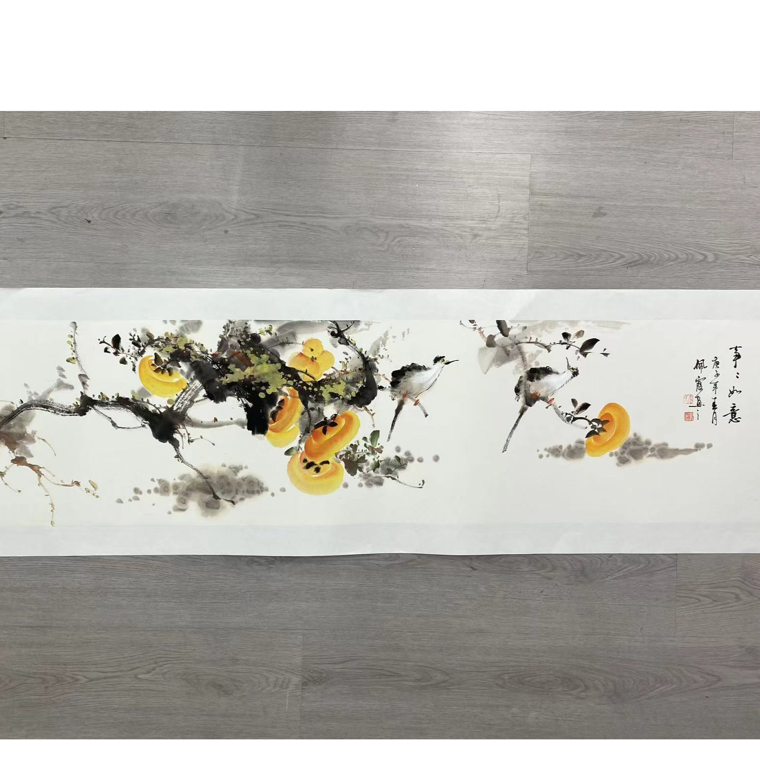 武佩霞 事事如意 四尺对开 宣纸手