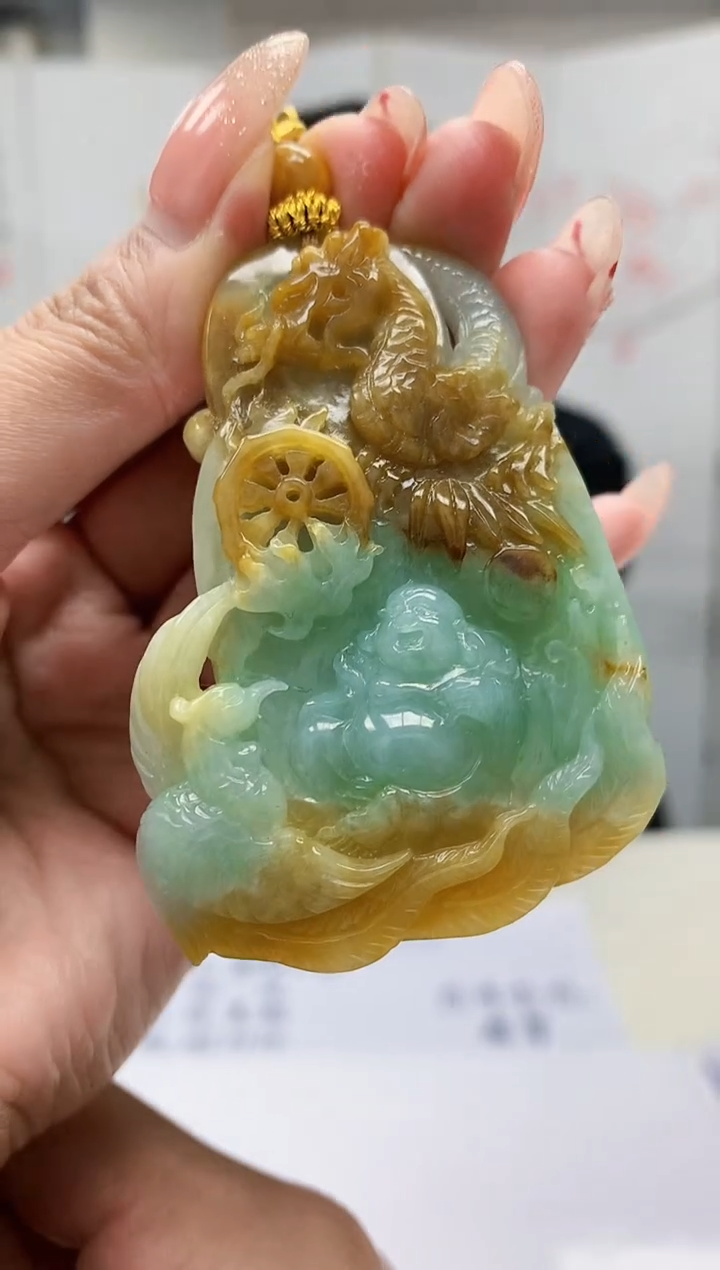 【闪购商品】定制翡翠未镶嵌5152MM-毛货挂件436赠珠链