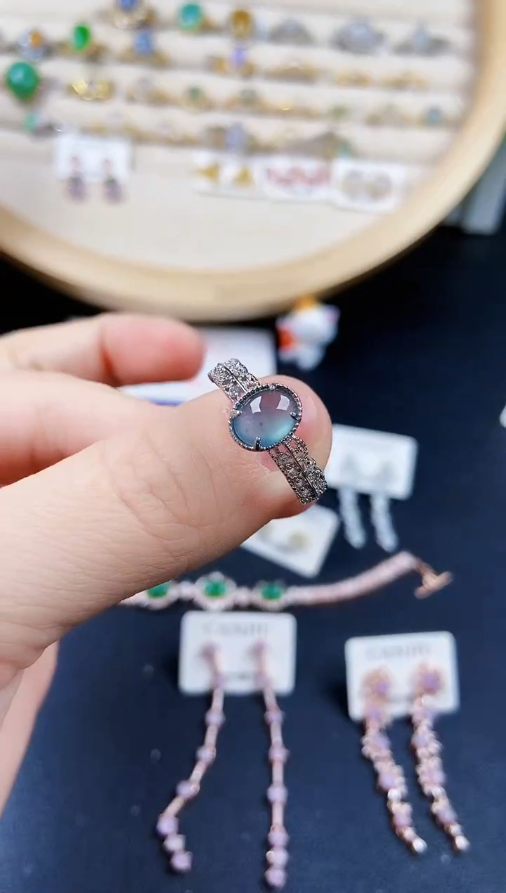 翡翠银S925镶嵌戒指45654664