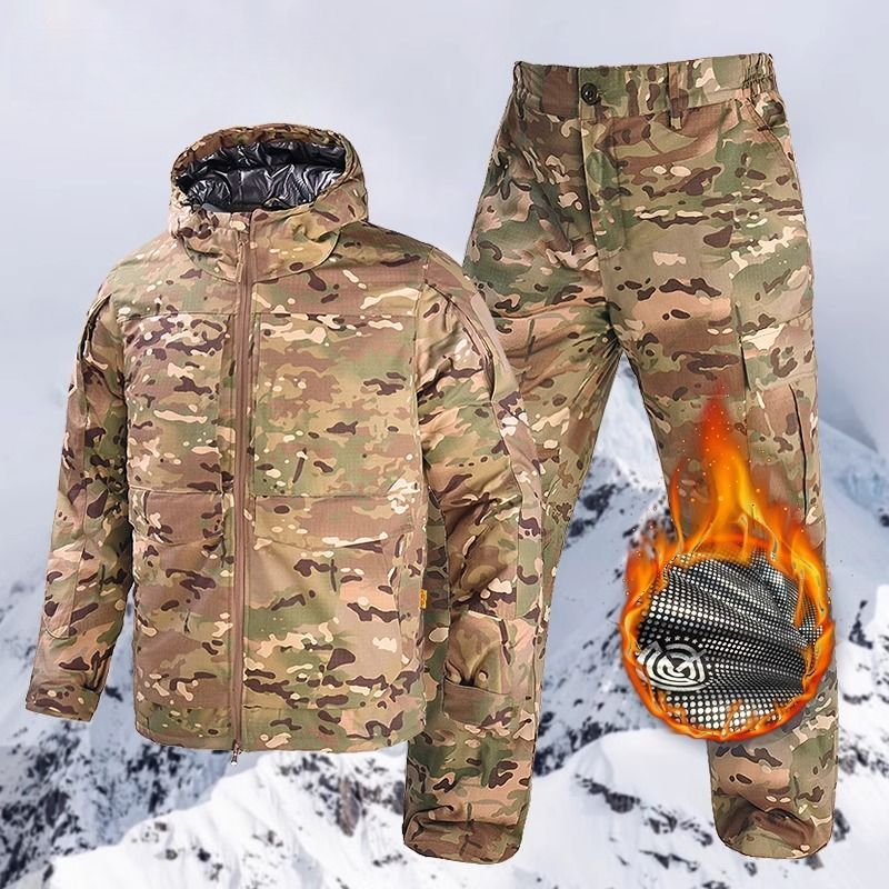 零下30度可穿热量反射服冬季新款加厚耐磨户外训练保暖工装迷彩裤