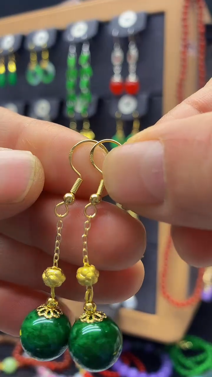 【闪购商品】玛瑙/玉髓耳坠银S925镀金镶嵌耳坠