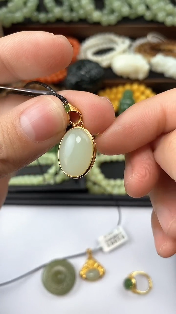 【闪购商品】和田玉吊坠银S925镀金镶嵌1