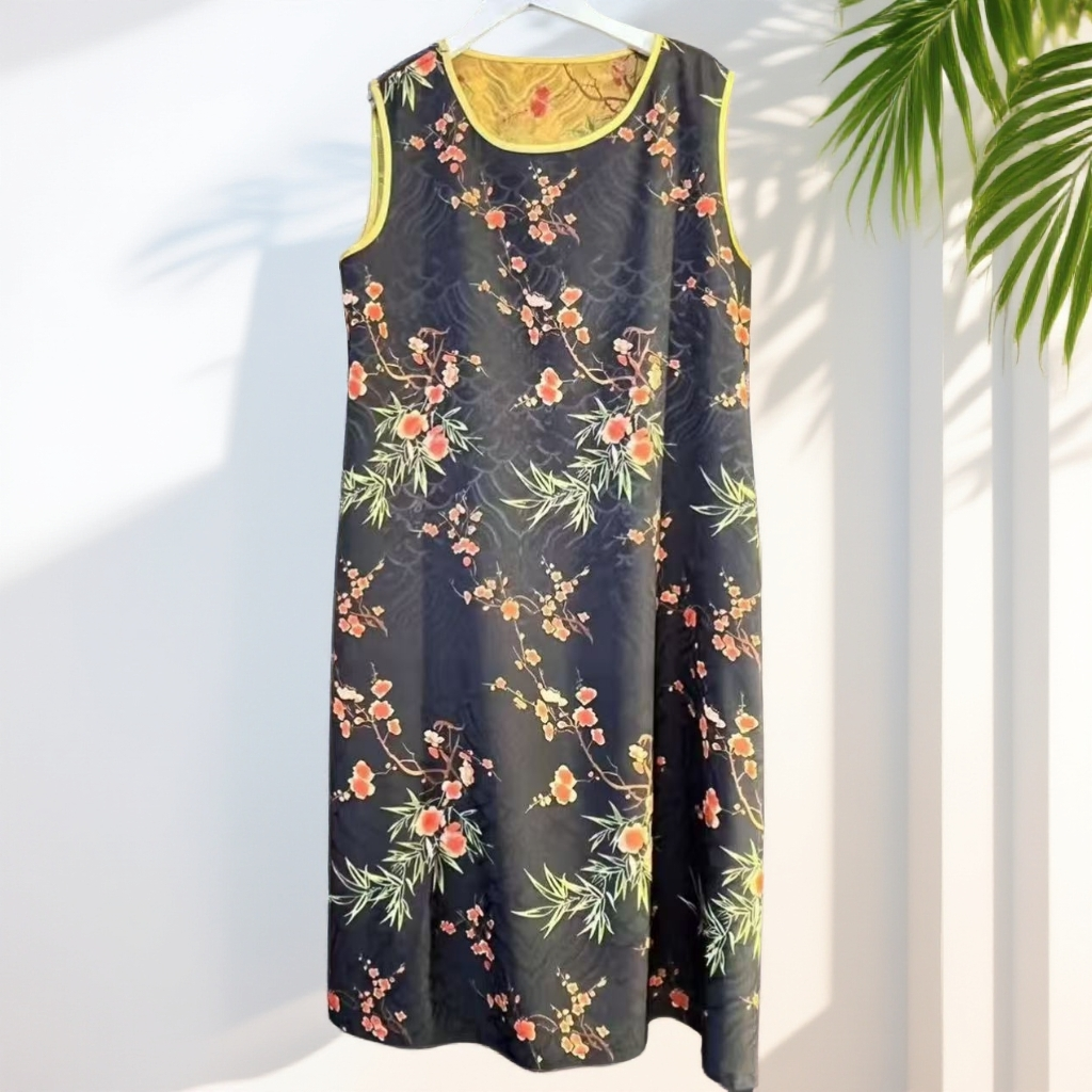 彩梅呈祥双面穿背心裙  时尚轻奢亲肤透气中长款连衣裙