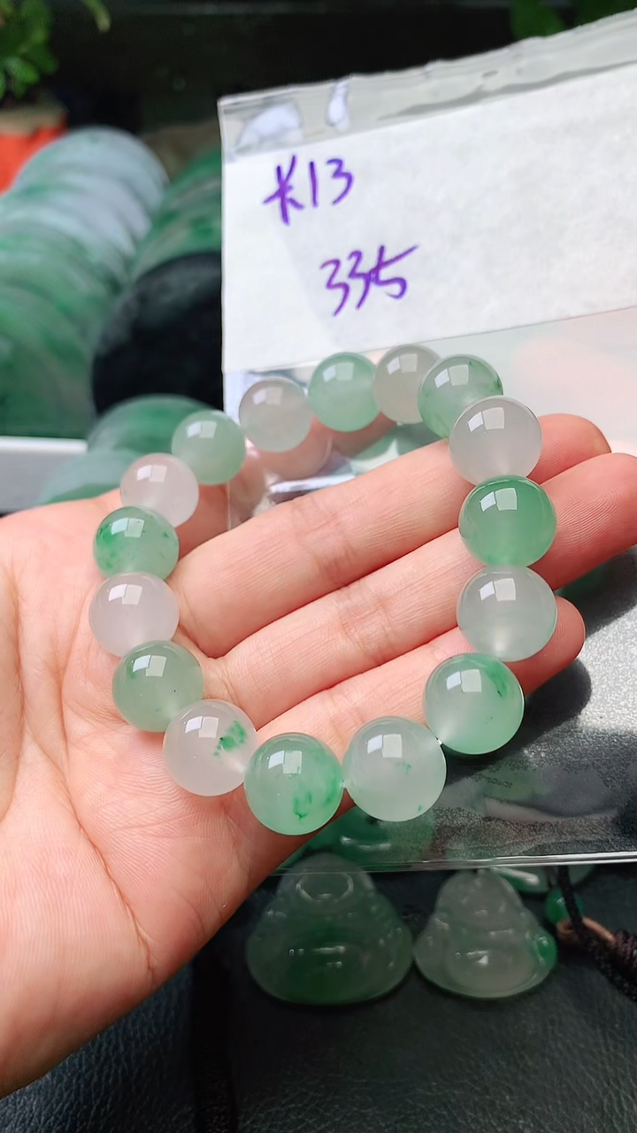 定制石英质玉（非洲翠）手串13mm