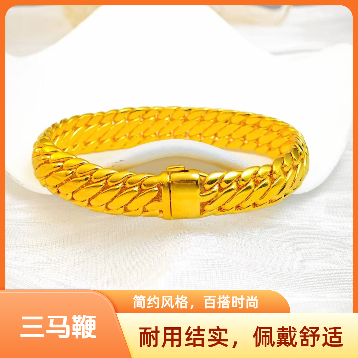足银手链 新款三编马鞭男士手链时尚百搭款古法手工锻造时尚大气
