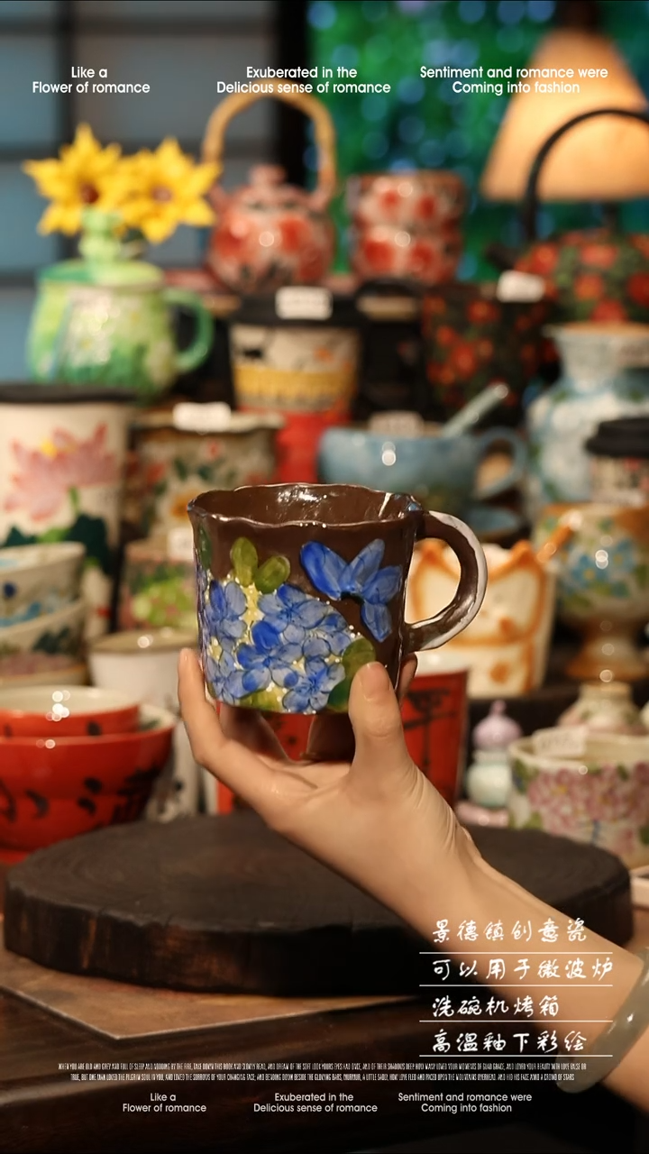 陶瓷景德镇高温釉下彩手工手绘款式