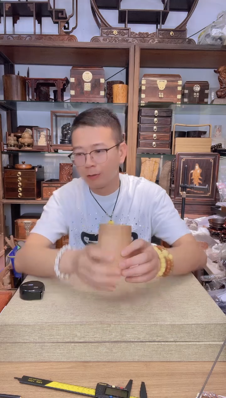 乌木类书架718豆豆木整木挖圆罐子